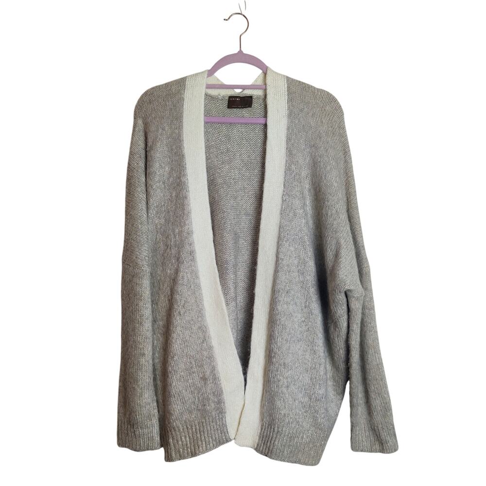 Kerisma Alpaca Blend Open Front Cozy Knit Cardigan Sweater Oatmeal Gray OS